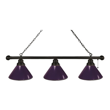 Purple 3 Shade Billiard Light,Black Fixture